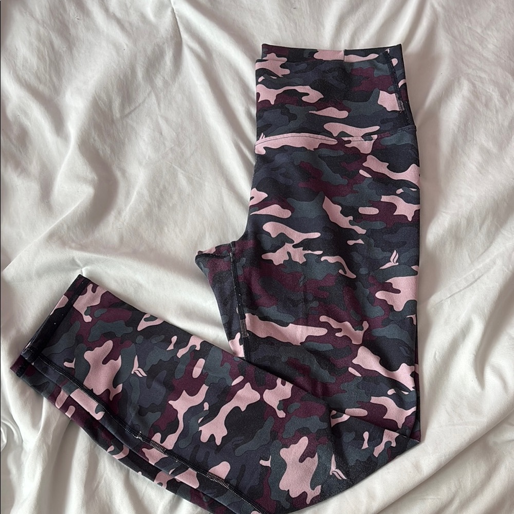 Fabletics purple and navy Camouflage Leggings